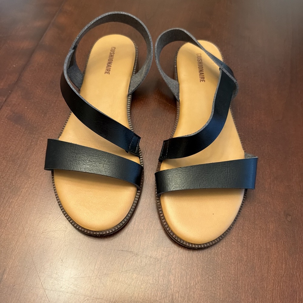 CUSHIONAIRE Strappy Slip On Synthetic Sandals Black Women's US 8